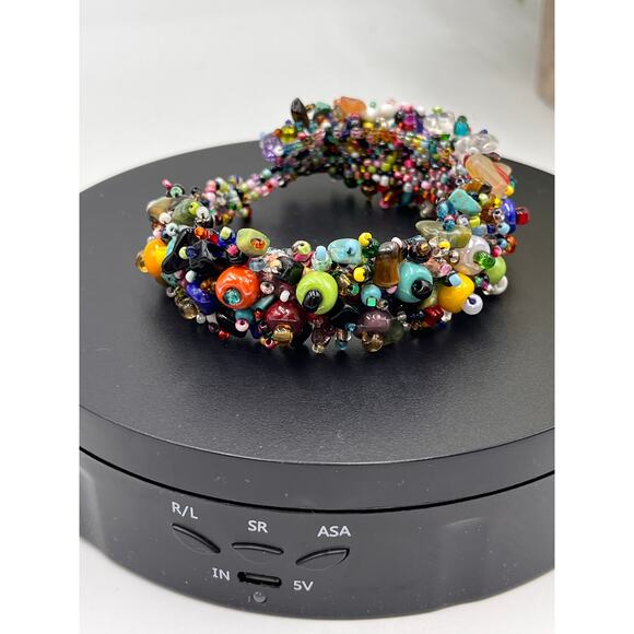 Artisan handmade Beach Ball‎ Caterpillar stones seeds crystals beads Bracelet - Picture 2 of 7
